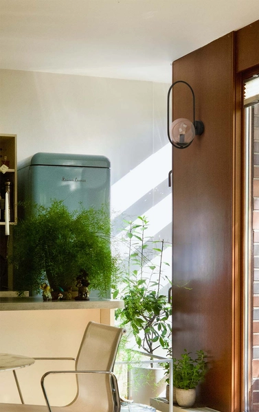 Kinkiet ścienny elipsa Venta K-5125 Kaja kula ball bursztynowa czarna