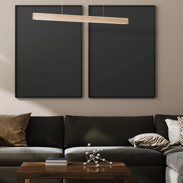 Liniowa lampa wisząca TIMBER MLP568 LED 18W 3000K do jadalni drewniana