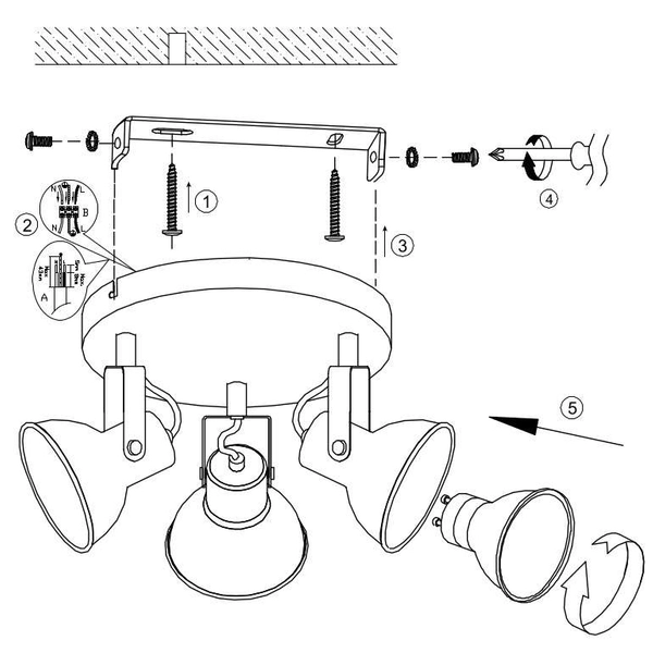 Industrialna LAMPA sufitowa ROCCO 107852 Markslojd metalowa OPRAWA plafon regulowane reflektorki antyczny brąz
