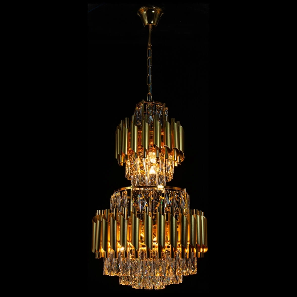 Wisząca lampa Wersal 6231/6 TR żyrandol z kryształkami do salonu złoty