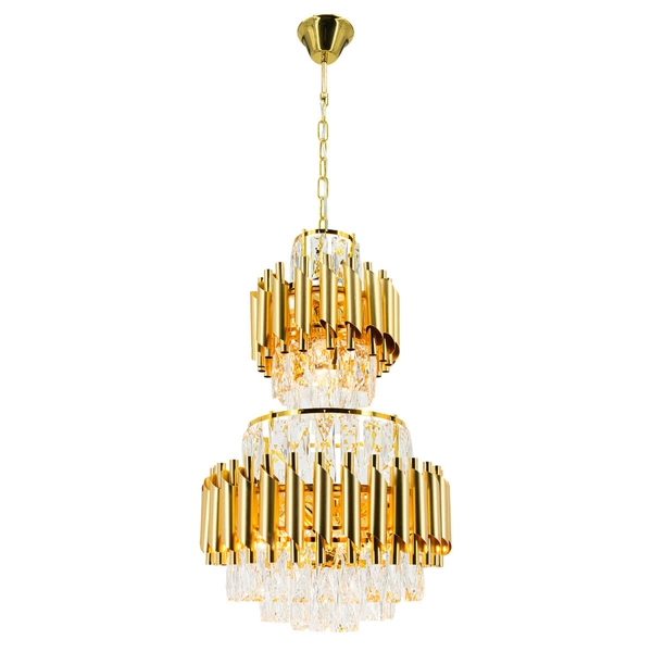 Wisząca lampa Wersal 6231/6 TR żyrandol z kryształkami do salonu złoty