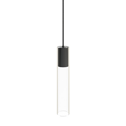 Szklana tuba wisząca Cylinder 7864 do holu czarna przezroczysta