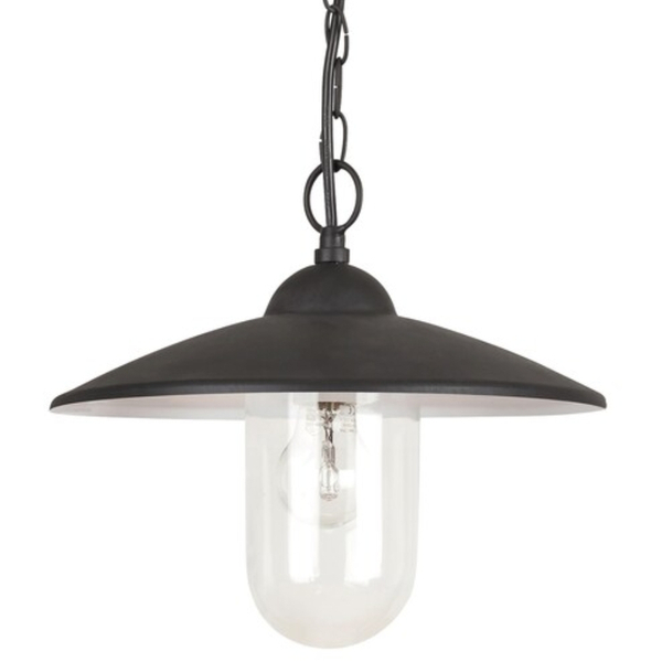 Ogrodowa LAMPA wisząca VIGO 8687 Rabalux metalowa OPRAWA kopuła ZWIS industrialny IP44 czarny matowy biały przezroczysty