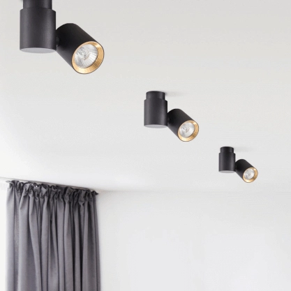 LAMPA sufitowa BOSTON LP-741/1W BK/GD Light Prestige metalowa OPRAWA regulowana czarna