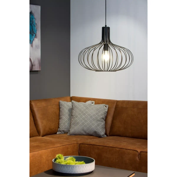 Lampa wisząca druciana Manuela 78374/50/30 Lucide do salonu metalowa czarna