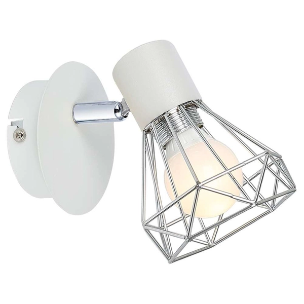 Lampa ścienna druciana VERVE 91-61331 reflektorek loftowy chrom biały