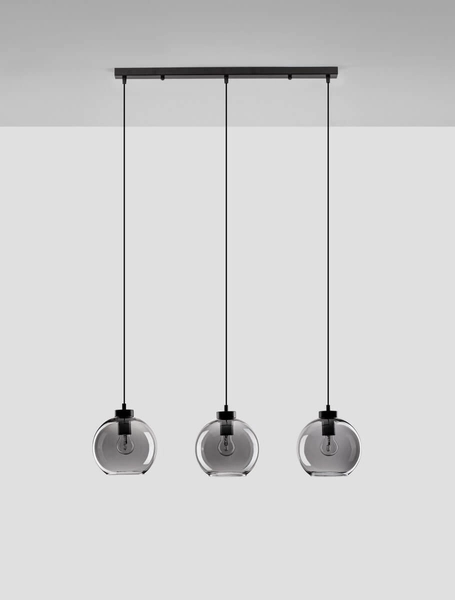 Czarna lampa wisząca Repos szklane kule na listwie loft