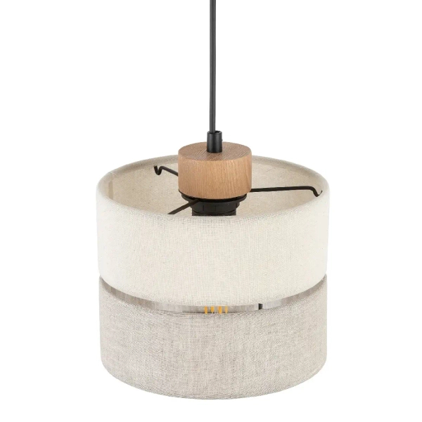 Ekologiczna lampa zwisająca Eco 5770 tuba sosna lniany beżowy