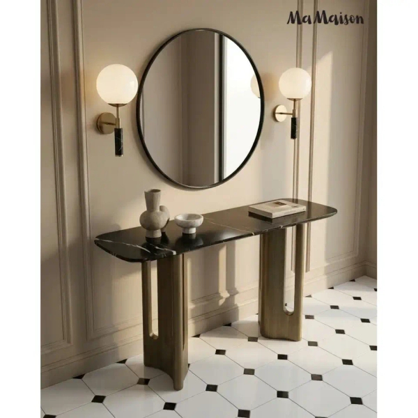 Czarna komoda ESSENZA MM001501100386 złota dekor marmuru 150cm