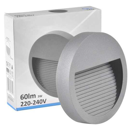 LAMPA schodowa Q8 LED 313744 Polux ścienna OPRAWA metalowa LED 3W 4000K okrągła IP44 grafitowa
