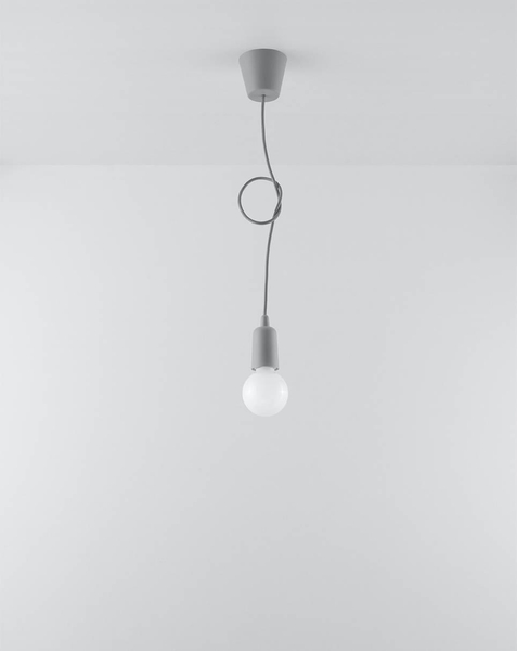 LAMPA wisząca SL.0575 industrialna OPRAWKA na żarówkę ZWIS przewód kabel szary