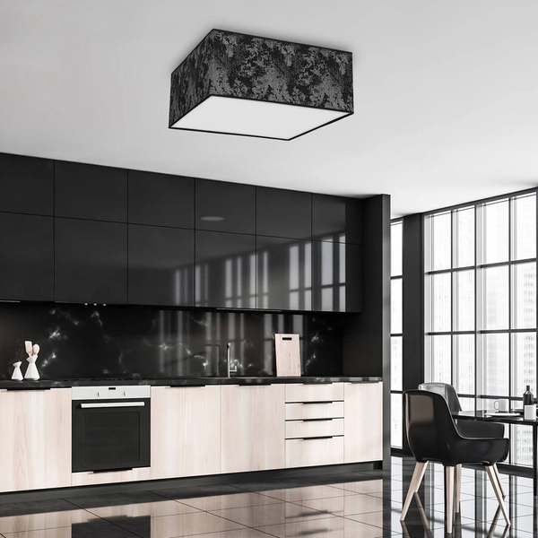 Pokojowa lampa sufitowa Satino natynkowa czarna srebrna