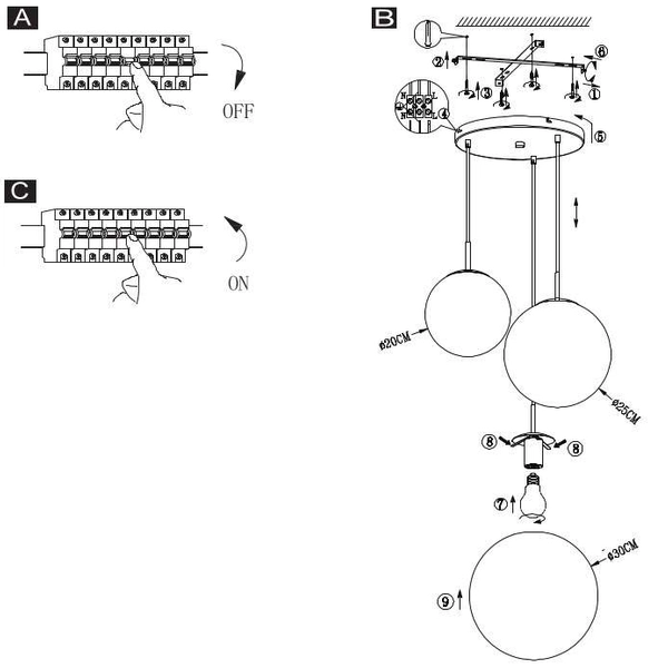 LAMPA wisząca VARUS 15851-3 Globo szklana OPRAWA zwis kaskada kule balls chrom przezroczyste