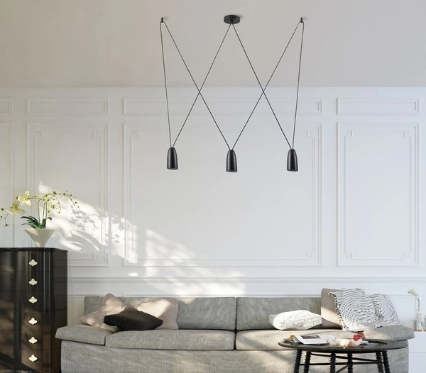 Minimalistyczna lampa wisząca SISTEMA P0399 Maxlight metalowa czarna