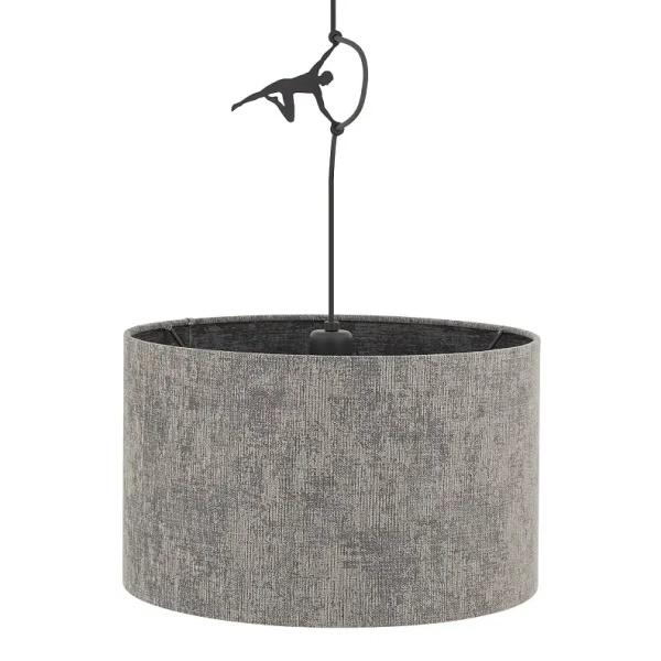 Abażurowa lampa wisząca LAGO 11673 nad wyspę okrągła szara