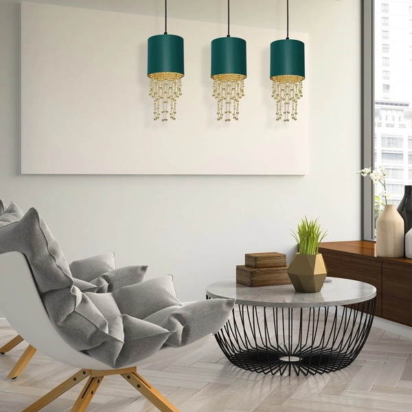 LAMPA wisząca ALMERIA MLP64500 Milagro abażurowa OPRAWA crystal glamour zwis zielony złoty