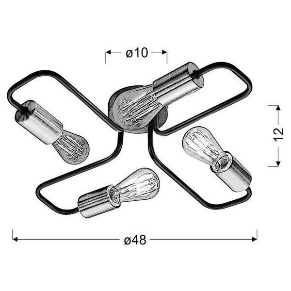 Lampa sufitowa HERPE 34-66923 metalowa pręty żarówki pająk czarny