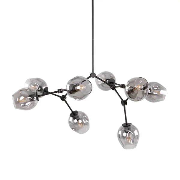 Molekułowa wisząca lampa Ferral PND-75075-8-BK-SG przydymiona czarna
