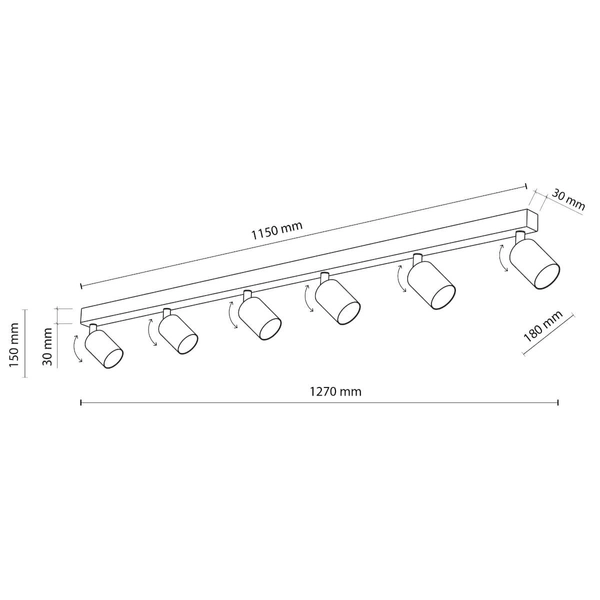 Sufitowa lampa na listwie Top 6178 belka sople do jadalni czarna