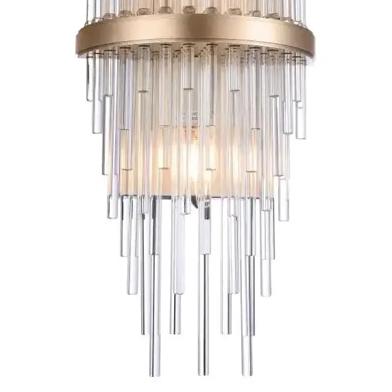 Glamour LAMPA ścienna REYKJAVIK W02073CP Cosmolight salonowy kinkiet kryształowy pałacowy szampański