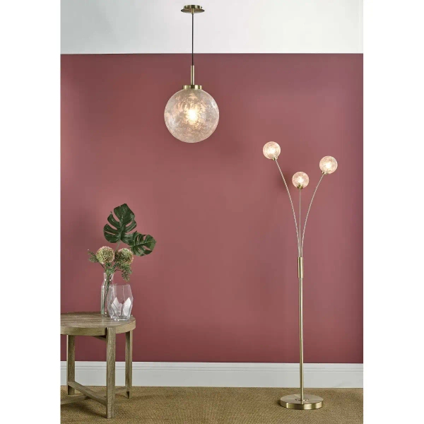 Kulista wisząca lampa Avari AVA0141 szklana kula mosiądz szary