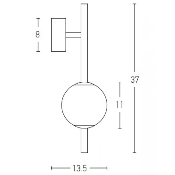 Nowoczesny naścienny kinkiet 20133 LED 7W 3000K kula opalowa czarny