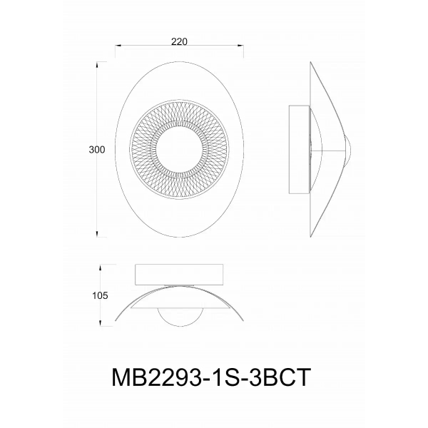 Nowoczesny naścienny kinkiet Diop MB2293-1S-3BCT LED 8W 3000K czarny
