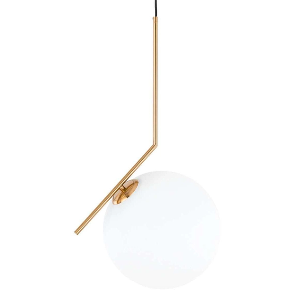 LAMPA wisząca CONDI MDM-7475/1-L-G MDECO modernistyczna OPRAWA szklany ZWIS kula ball mosiądz biała