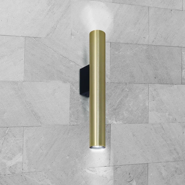 Kinkiet ścienny do salonu Lungomare 326126 metalowa tubka złota czarna