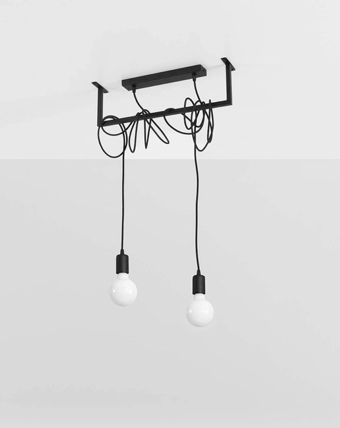 LAMPA wisząca SL.0894 loftowa OPRAWA metalowy ZWIS przewody czarne