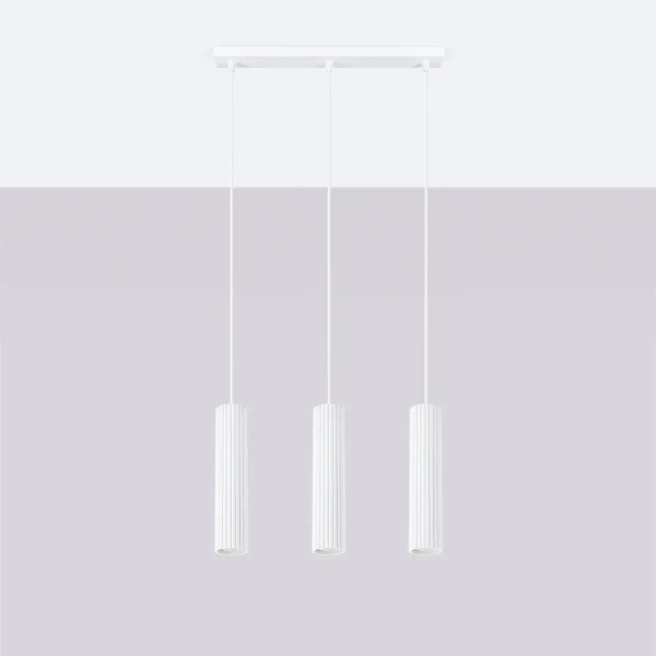 Potrójna wisząca lampa KARBON SL.1537 podłużna ryflowana biała