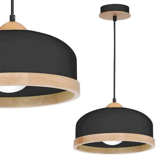 Skandynawska LAMPA wisząca STUDIO MLP8851 Milagro metalowa OPRAWA hygge ZWIS okrągły czarny drewno