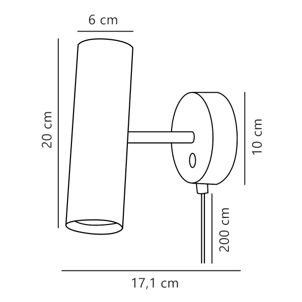 Lampa ścienna Mib 61681001 DFTP do salonu tuba rurka biała