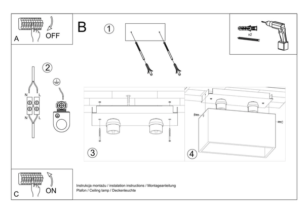 Downlight LAMPA sufitowa SL.0382 metalowa OPRAWA prostokątna szara