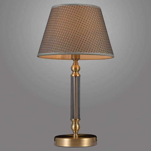 Stojąca LAMPA stołowa ZANOBI TB-43272-1 Italux klasyczna LAMPKA abażurowa nocna do sypialni brąz antyczny szara