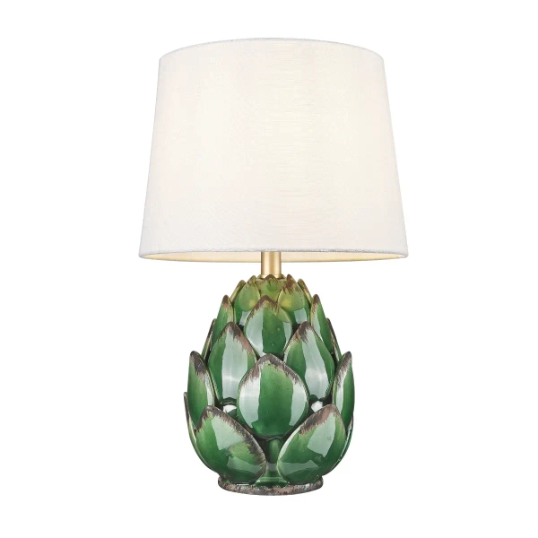 Lampa stołowa dekoracyjna ARTI biała zielona metalowa ceramiczna E27 1p T01736BR-WH