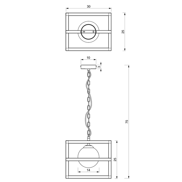 Wisząca lampa loftowa Diego MLP8568 ball biała czarna