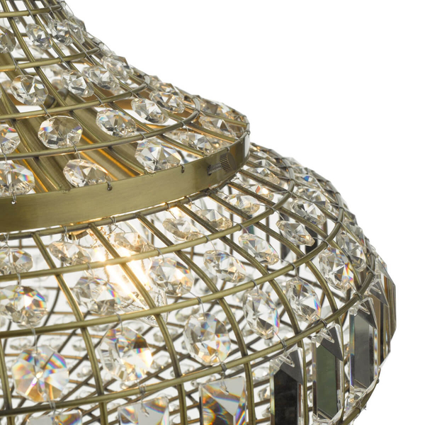 Wisząca lampa kryształowa Asmara ASM0675 mosiądz przezroczysty