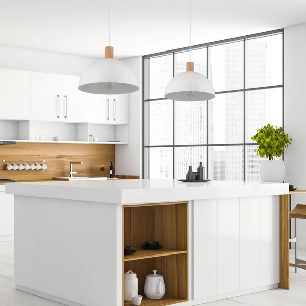 Lampa wisząca kopuła do salonu Oslo 4851 TK Lighting drewniana biała