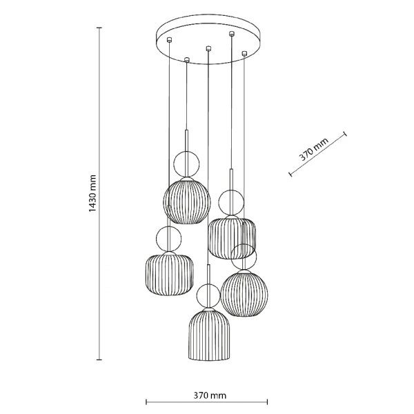 Wisząca lampa do przedpokoju Sophia Cognac 11593 szklana czarny biały