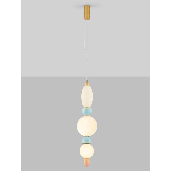 Wisząca lampa do salonu JOAQUIN LE44548 LED 27W 3000K kule biała niebieska złota