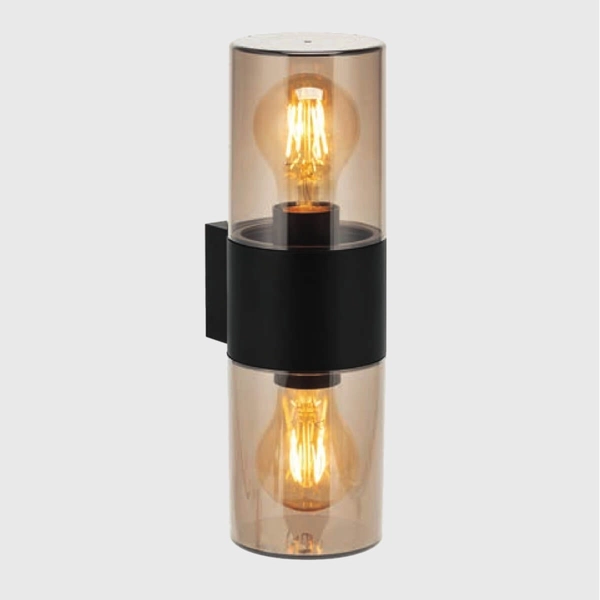 Ścienna lampa góra-dół Hager AZ5864 na taras IP54 przezroczysty czarny