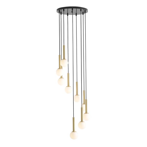 Lampa wisząca Riu 1103N1 Aldex kaskada 9-płomienna zwis czarny mosiądz