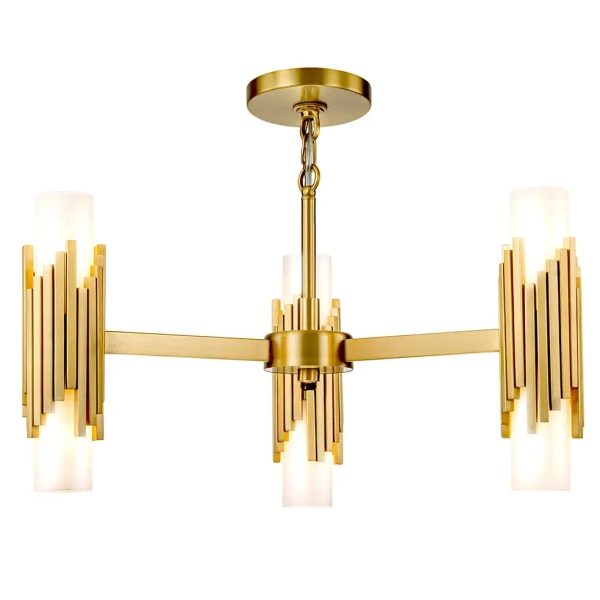 Wisząca lampa do salonu Marvele MARVELE6-AB-OPAL tubki mosiądz