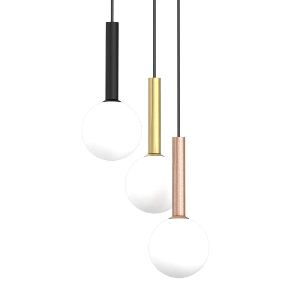 Potrójna wisząca lampa PLAY BLACK MLP0969 do salonu czarna miedziana złota