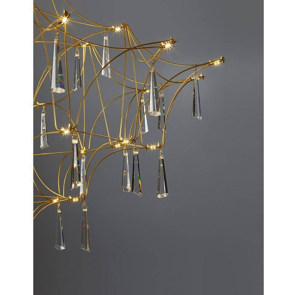 Wisząca LAMPA designerska SALAMANCA LE41324 Luces Exclusivas kryształowy żyrandol LED 20W 3000K do salonu złoty