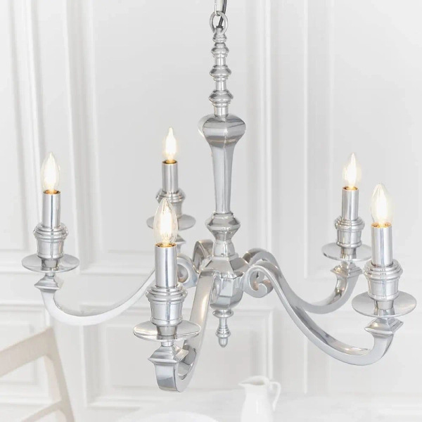 Klasyczna lampa wisząca Finsbury 73598 na łańcuchu świecznikowa srebrna