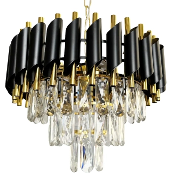 Glamour lampa wisząca CRISTAL ML1634 kryształowa złoty czarny