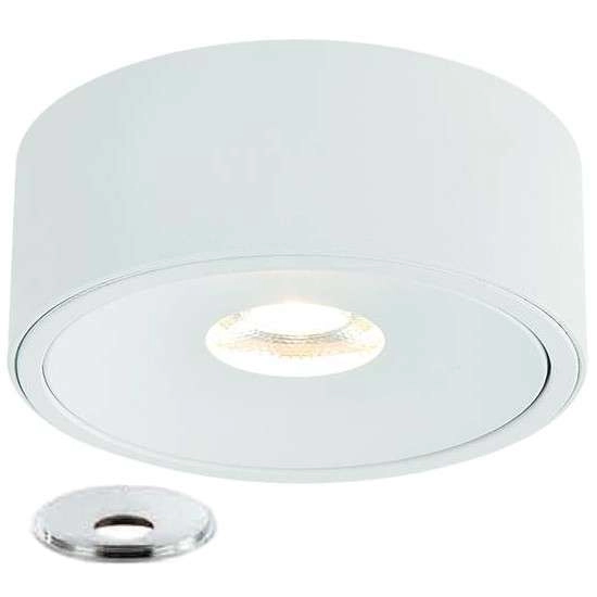Wpuszczana LAMPA sufitowa Neo bianco slim KG + Ufo cromo Orlicki Design podtynkowa OPRAWA metalowa okrągła biała chrom