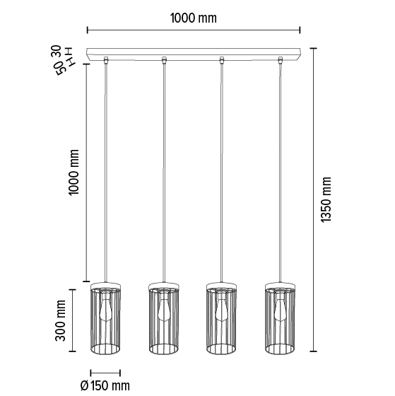Industrialna lampa wisząca TIMEO 19619404 metalowa druciak drewno czarny